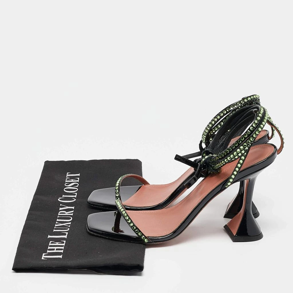 Amina Muaddi Amina Muaddi Black Patent Leather Crystal Embellished Vita Sandals Size 37.5 9