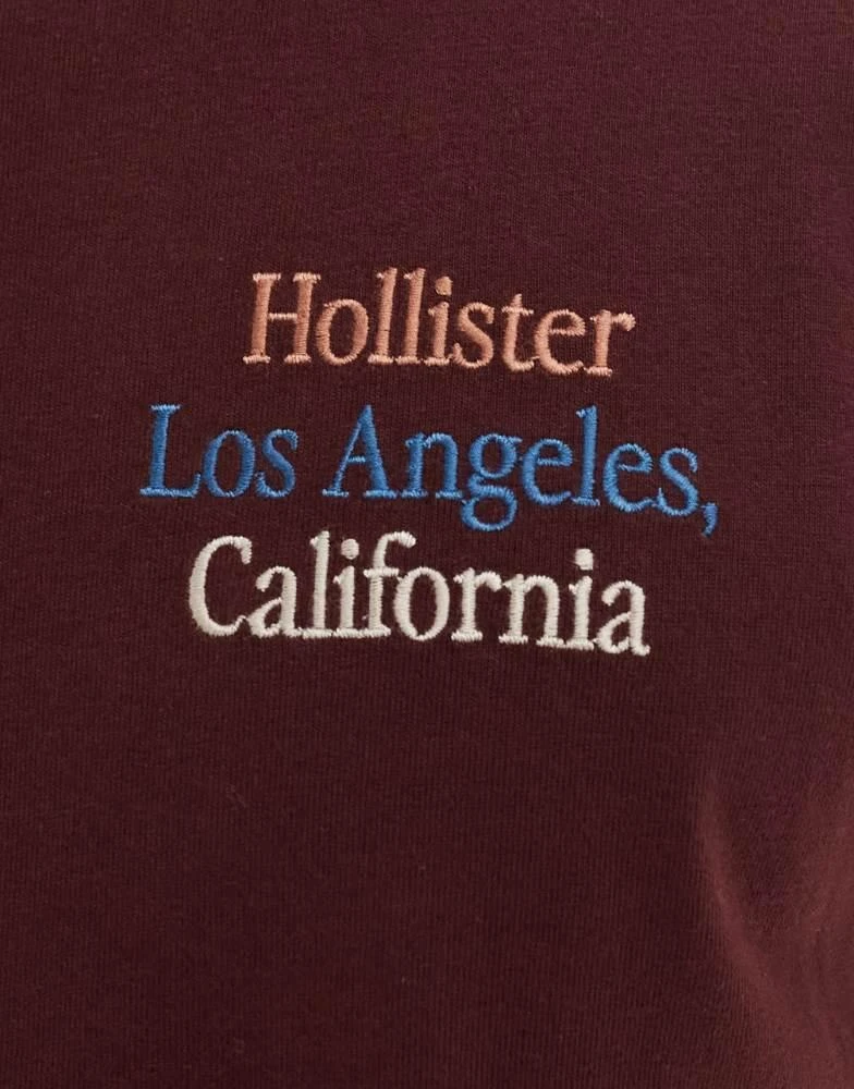 HOLLISTER Hollister multi colour logo heavyweight boxy fit t-shirt in brown 3