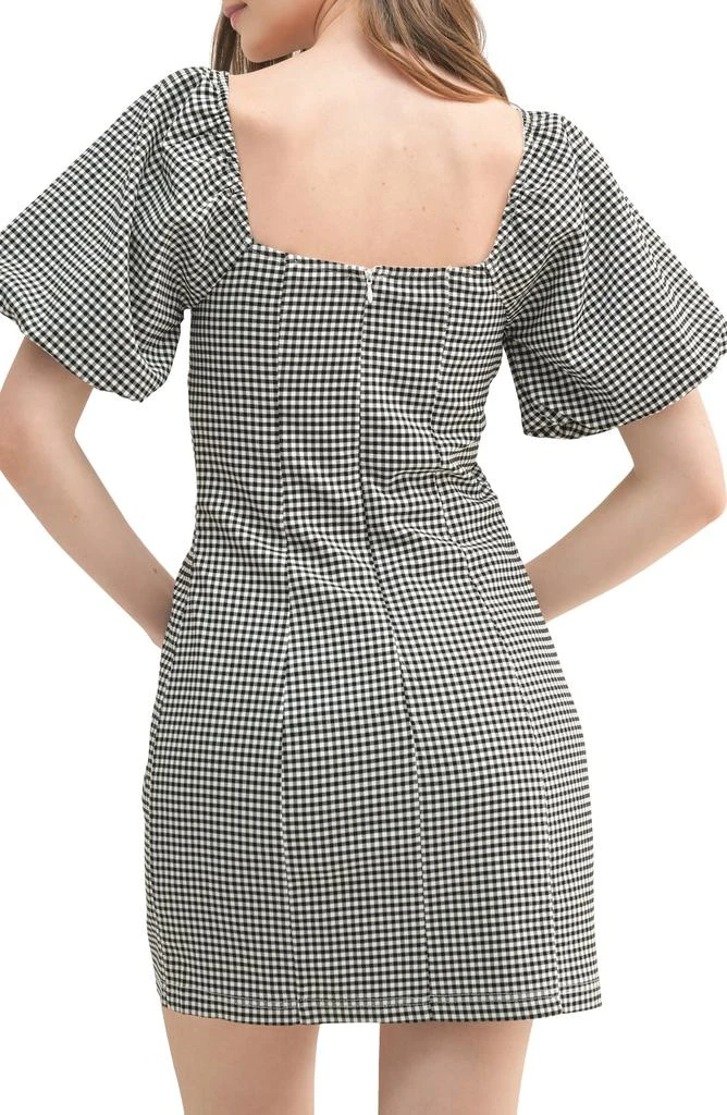 Lush Gingham Puff Sleeve Body-Con Dress 2