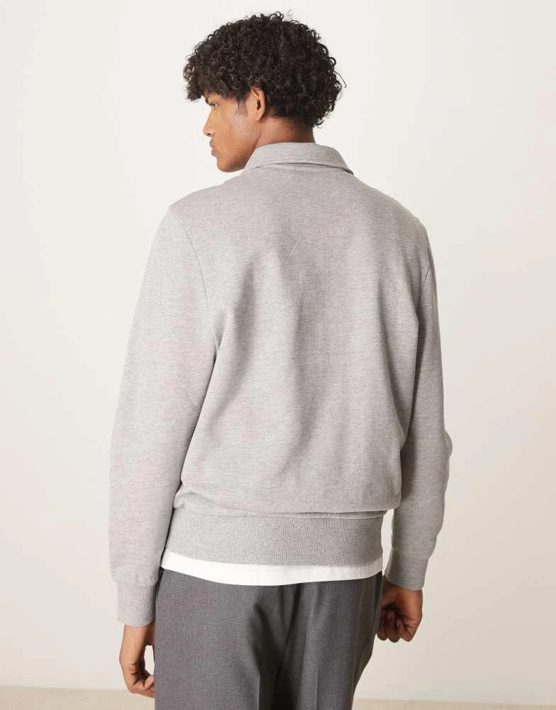 ASOS ASOS DESIGN standard fit quarter zip sweatshirt with collar in grey marl 4