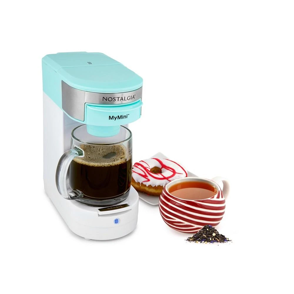 Nostalgia Mymini 14 ounces Single Serve Coffee Maker, Brews K-Cup Other Pods, Tea, Hot Chocolate, Hot Cider, Lattes, Filter Basket Included 2