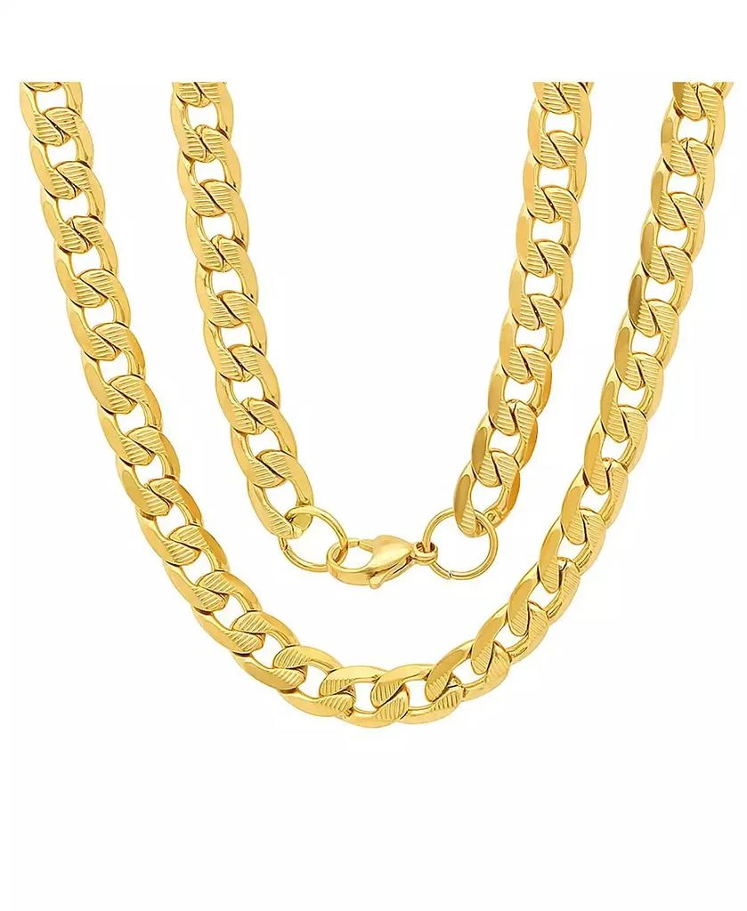 STEELTIME Men
s 18k gold Plated Stainless Steel Accented 10mm Figaro Chain Link 24" Necklaces