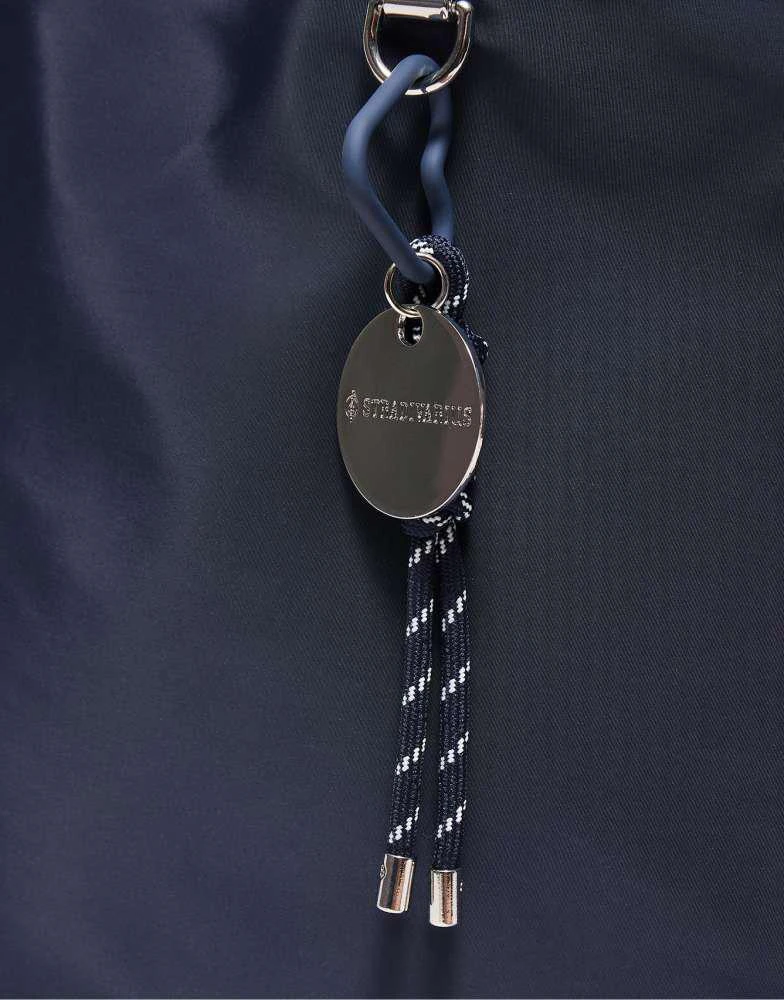 Stradivarius Stradivarius Fabric shopper bag with charm in navy blue 4