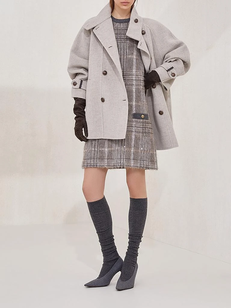 Brunello Cucinelli Women's Jacquard Dress with dazzling check - Gray - Dresses