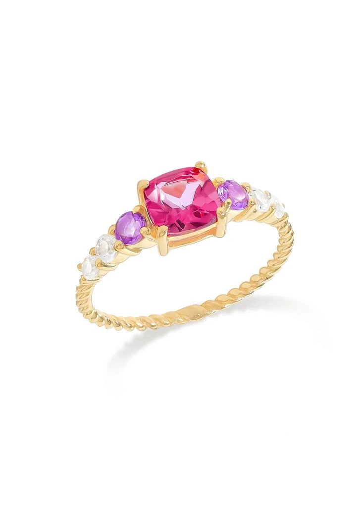 Tiramisu 14K Gold Plated Over 925 Sterling Silver Pink Topaz Rose Reverie Ring