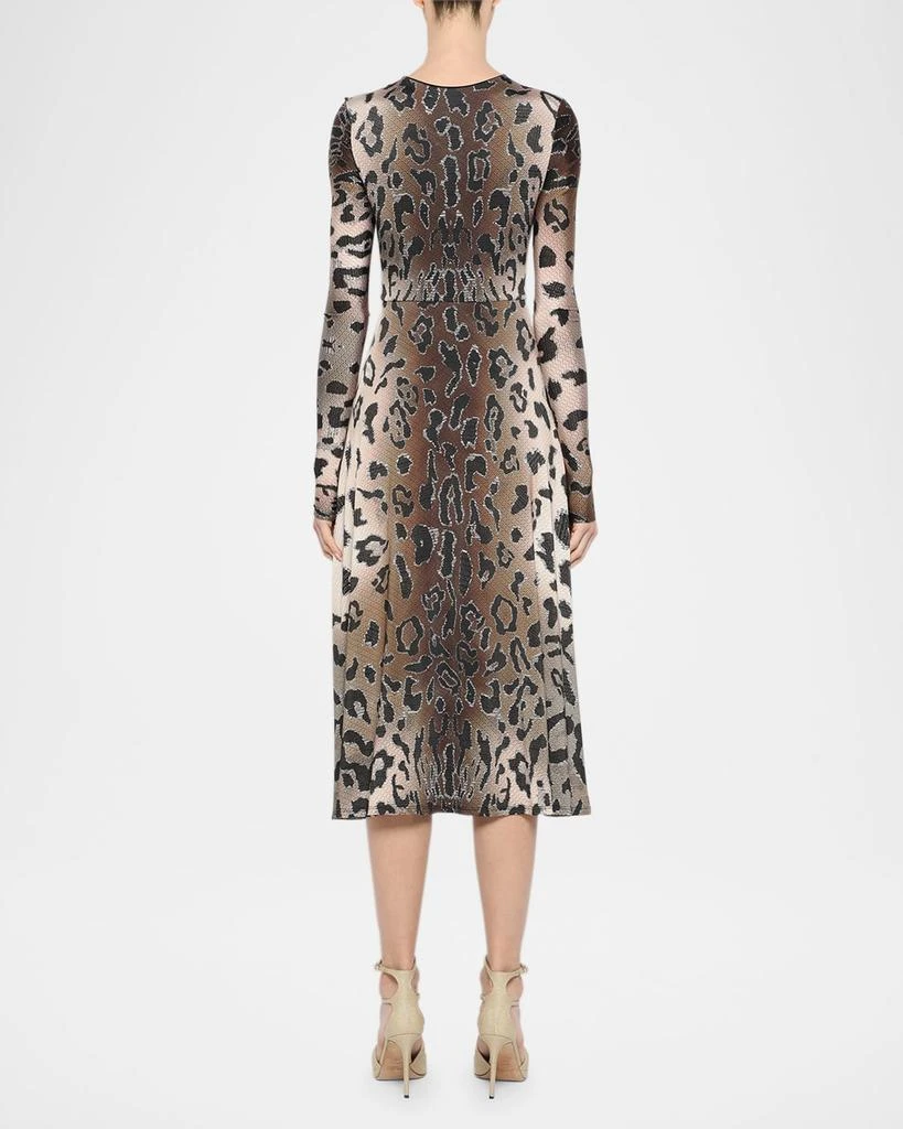 PRABAL GURUNG Leopard-Print Twisted Long-Sleeve Jersey Midi Dress 2