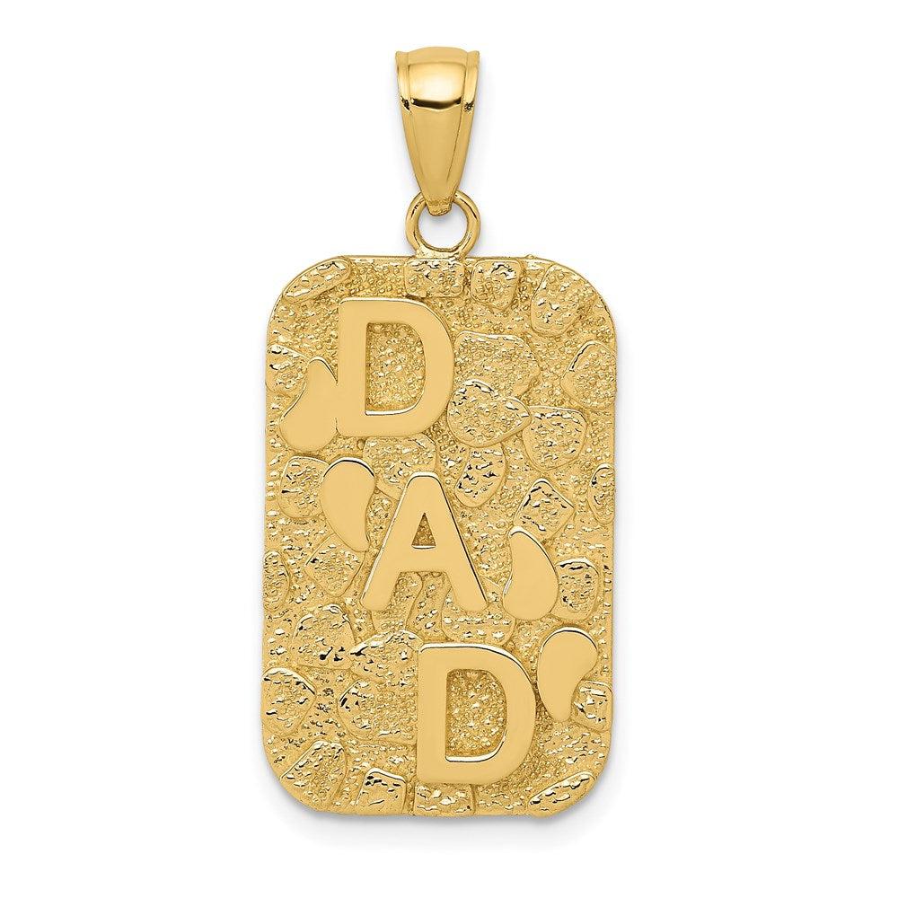 Diamond2Deal 14k Yellow Gold DAD Gold Nugget Dog Tag Pendant