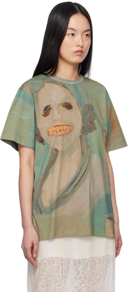 Simone Rocha Green 'Lady With A Bird' T-shirt