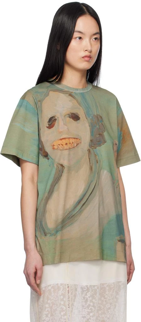 Simone Rocha Green 'Lady With A Bird' T-shirt 2