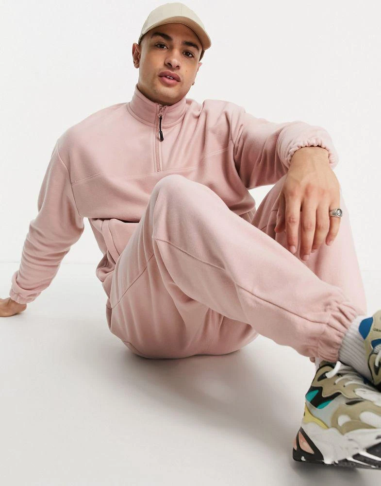 ASOS ASOS DESIGN co-ord oversized joggers in pink fleece 4