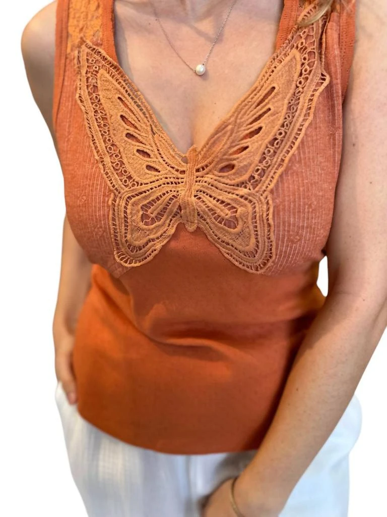 Miss Me Miss Me - Butterfly Ribbed Tank 3