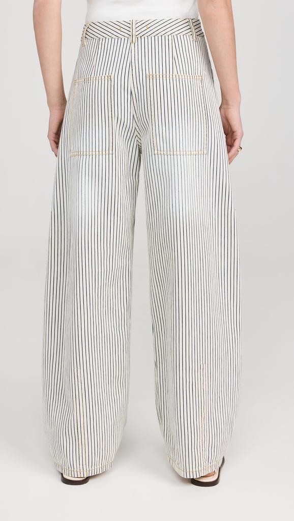 Tibi Stone Washed Striped Denim Sid Jeans