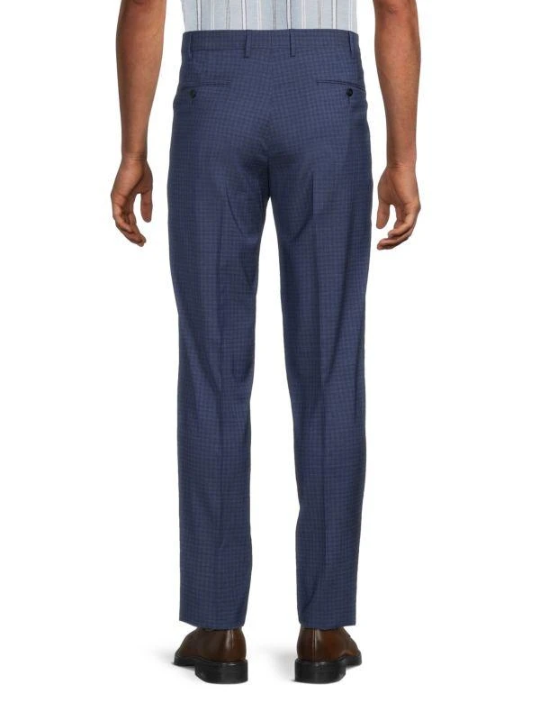 Zanella Tailored Fit Checked Wool Dress Pants 2