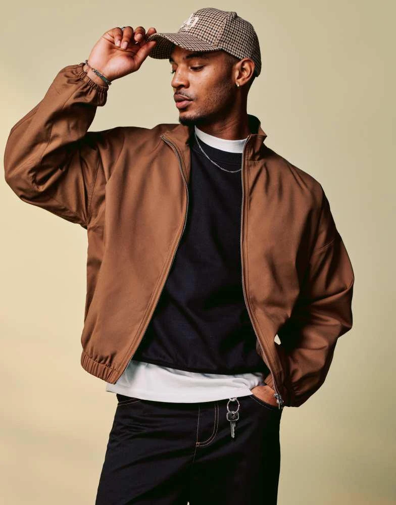 ASOS ASOS DESIGN smart harrington jacket in brown 2
