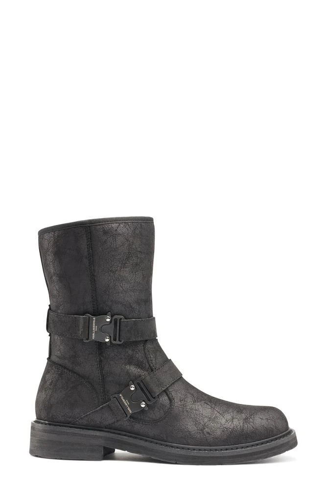 KARL LAGERFELD Faux Shearling Lined Double Buckle Boot 3