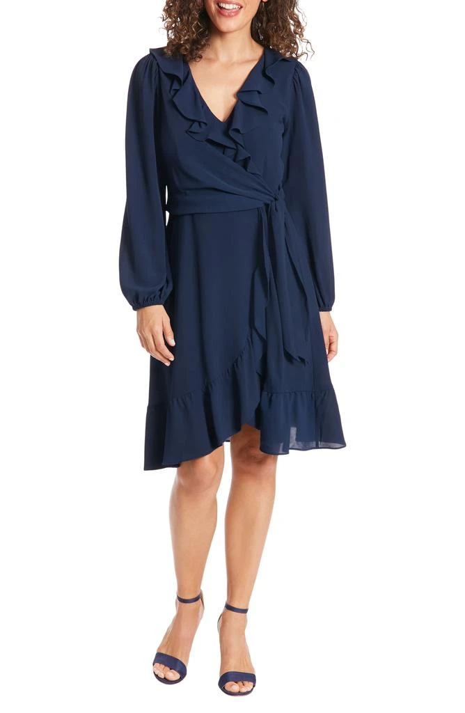 London Times Catalina Long Sleeve Ruffle Wrap Dress 1