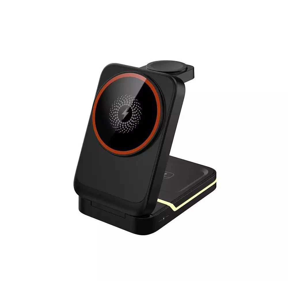 risokeys 3-in-1 Magnetic Wireless Charger with Charging Port - Fast Charging Foldable Stand for Earphones, Watch and Phone 4