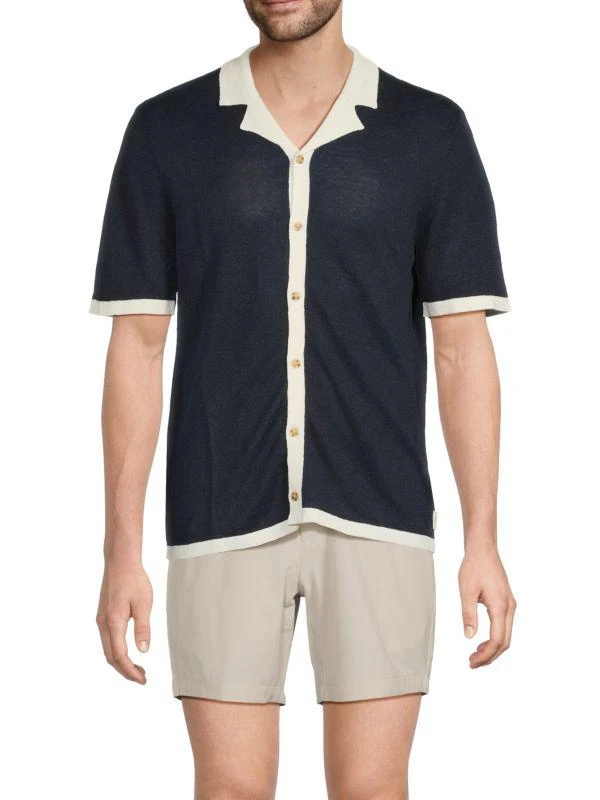 Onia Tipped Linen Camp Shirt 1
