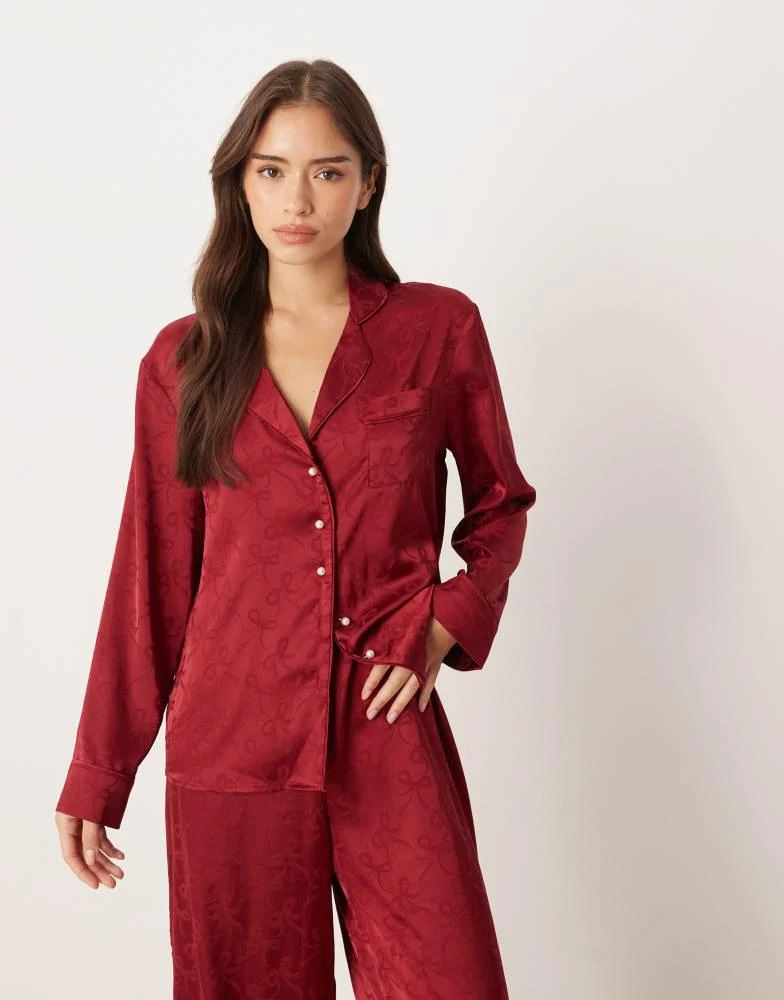 Sister Jane Sister Jane Dita satin pyjama shirt co-ord in red bow print