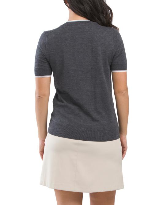 G/FORE Merino Wool Layered Short Sleeve Polo Sweater