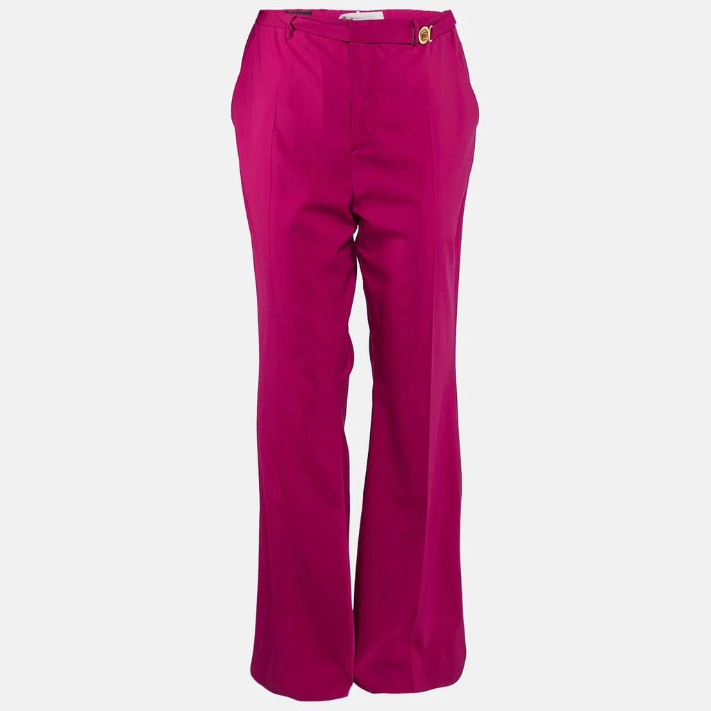Versace Versace Pink Wool Medusa Detail Belted Trousers XXL 1