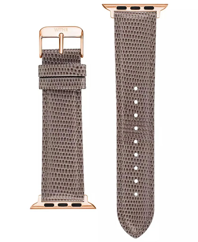 WITHit Taupe Genuine Lizard Grain Leather Band designed for Apple Watch® 42mm (Series 1-3 only) & 44/45/46/49mm (Ultra & Ultra 2) 3