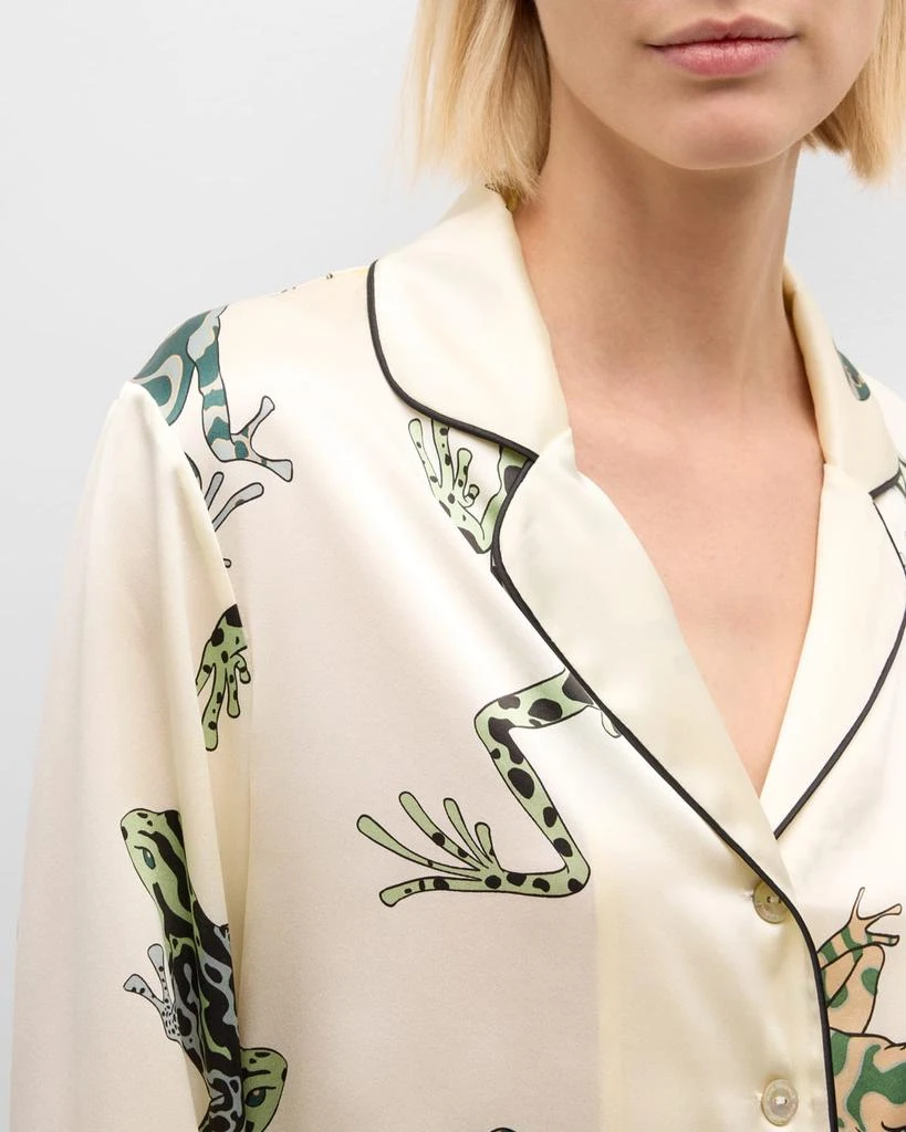 OLIVIA VON HALLE Lila Frog-Print Silk Satin Pajama Set 4