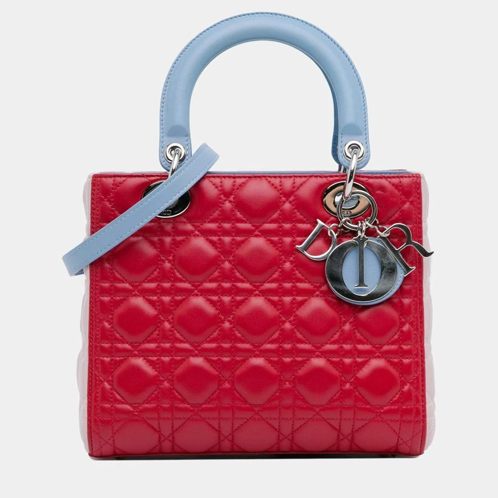 Dior Dior Red Medium Tricolor Lambskin Cannage Lady Dior 1