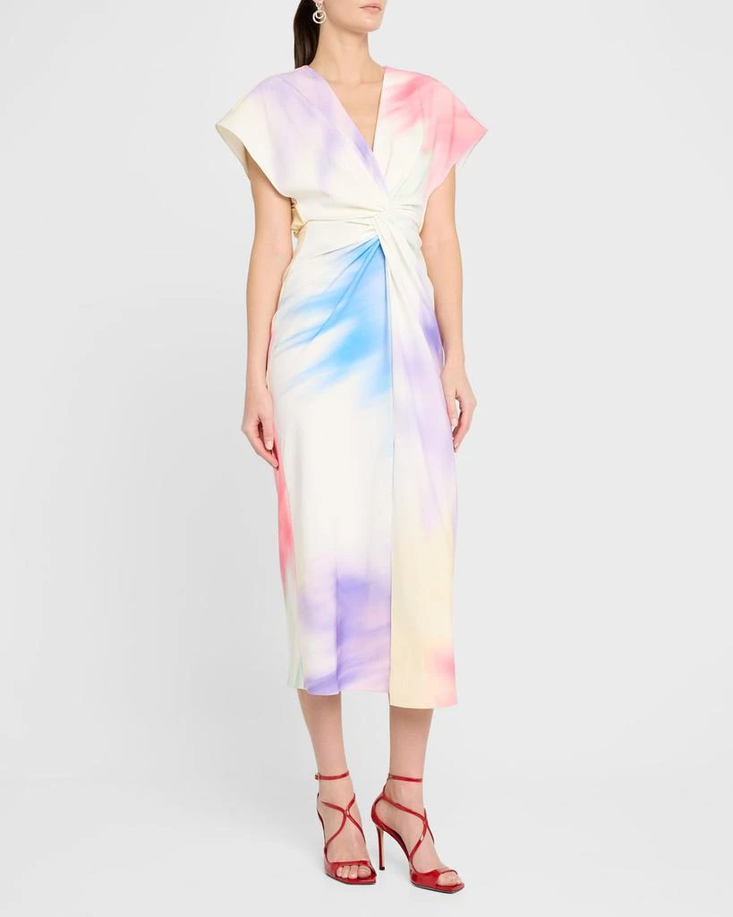PRABAL GURUNG Jackie Twisted Short-Sleeve Midi Dress 4