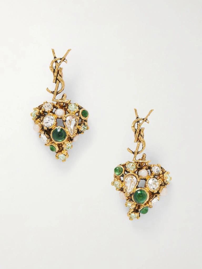 Yves Saint Laurent Bo Cassandre Pampilles Coeur Gold-tone And Crystal Earrings