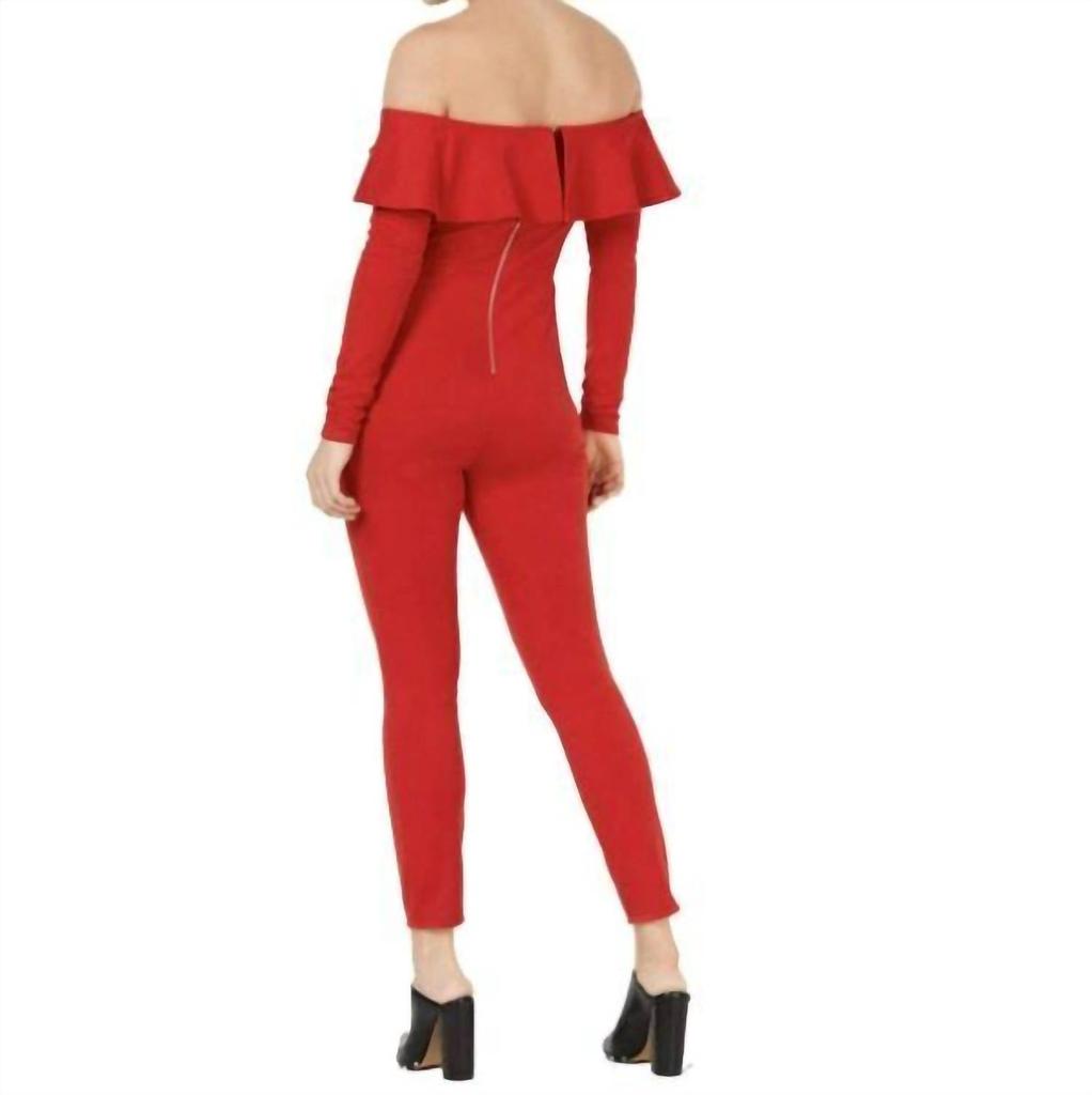Material Girl Off The Shoulder Ruffle Jumpsuit In Red