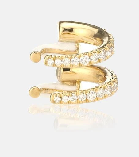 Melissa Kaye Lola 18kt gold ear cuff with diamonds 4