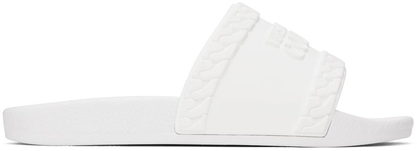 Versace Jeans Couture White Shelly Slides
