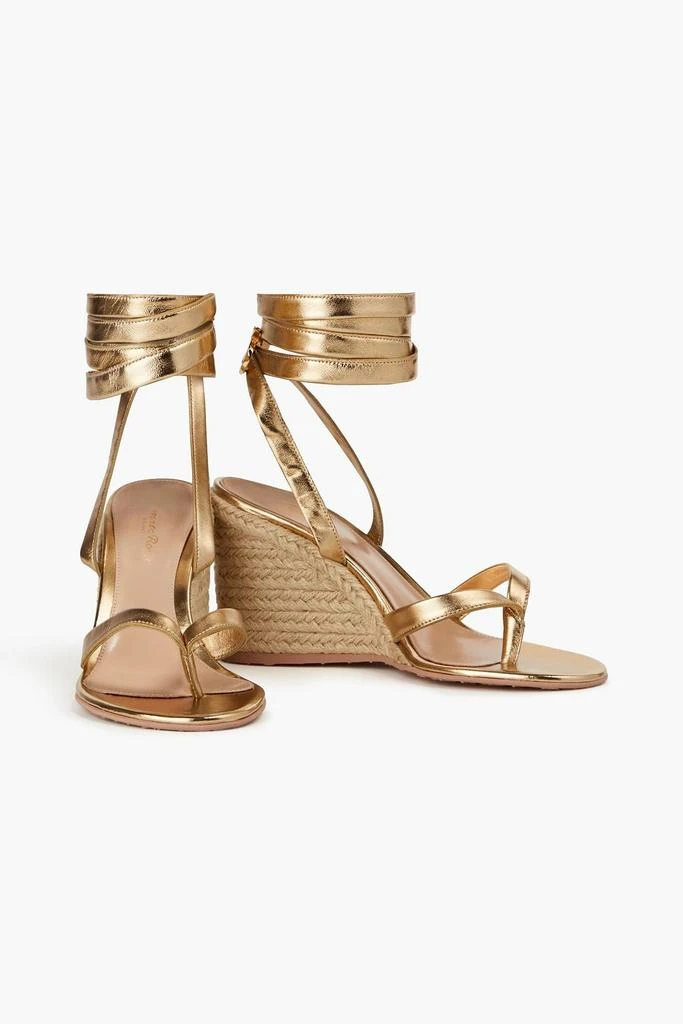 Gianvito Rossi Ribbon Beachclub metallic leather wedge espadrilles 2