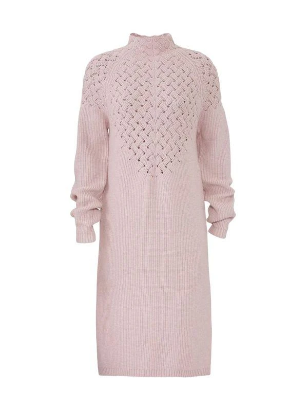 Elliatt Open Knit Mock Turtleneck Sweater Dress 4