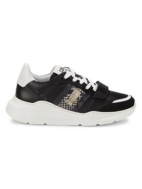 cavalli CLASS Snakeskin Embossed Leather Platform Sneakers 1