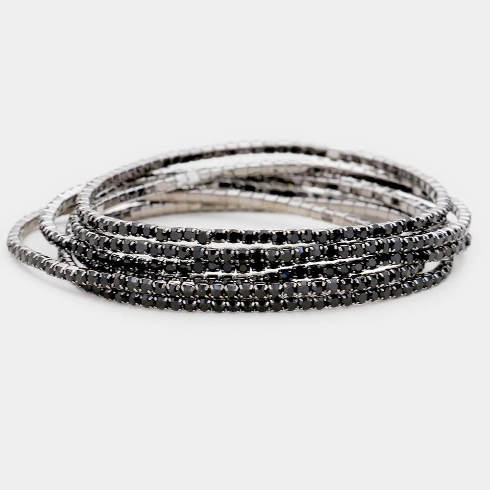 FASHNZFAB 6PCS - Rhinestone Stretch Evening Bracelets 3