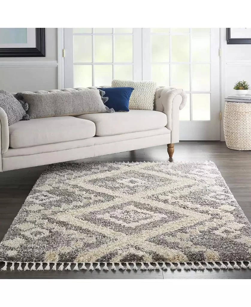 Nourison Oslo Shag OSL02 Gray and Ivory 4' x 6' Area Rug 4