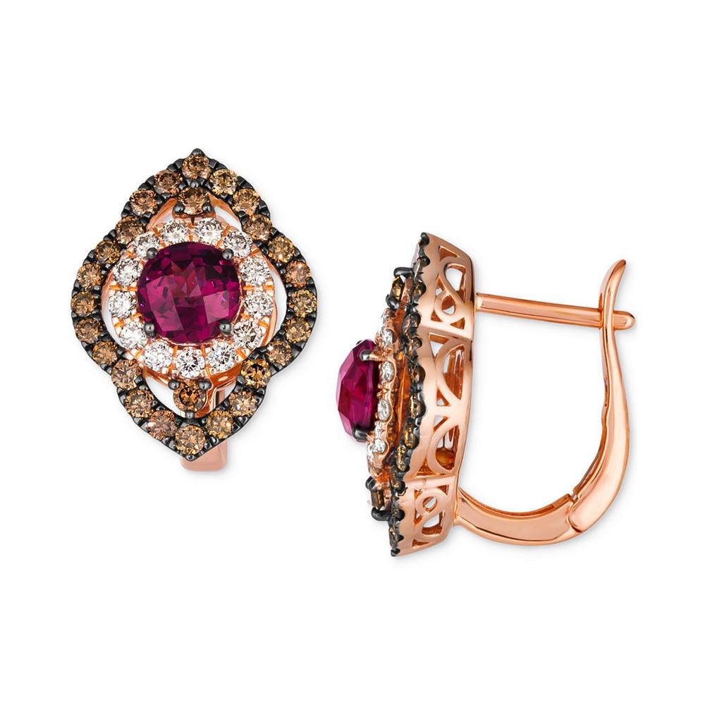 Le Vian Pomegranate Garnet (1-7/8 ct. t.w.) & Diamond (1-1/2 ct. t.w.) Leverback Earrings in 14k Rose Gold