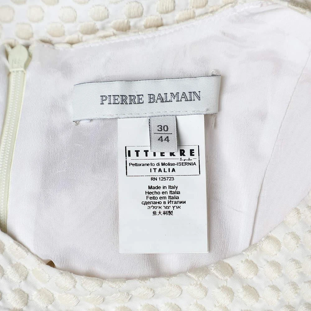 PIERRE BALMAIN Pierre Balmain Cream Embroidered Cotton Peplum Top M 5