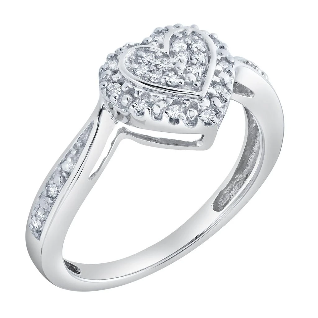 LuvMyJewelry Caressa 0.15 Ct Natural Diamond Heart 10K Gold Ring 2