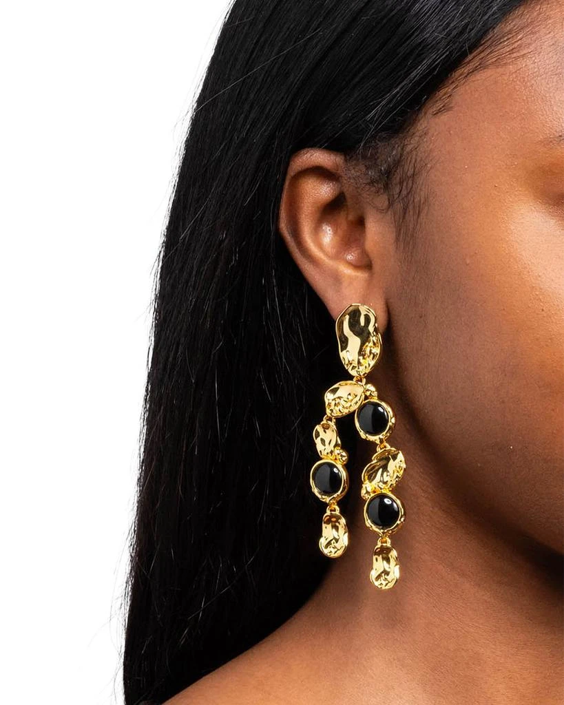 Alexis Bittar Brut Onyx & Hammered Coin Chandelier Earrings in 14K Gold Plated 2