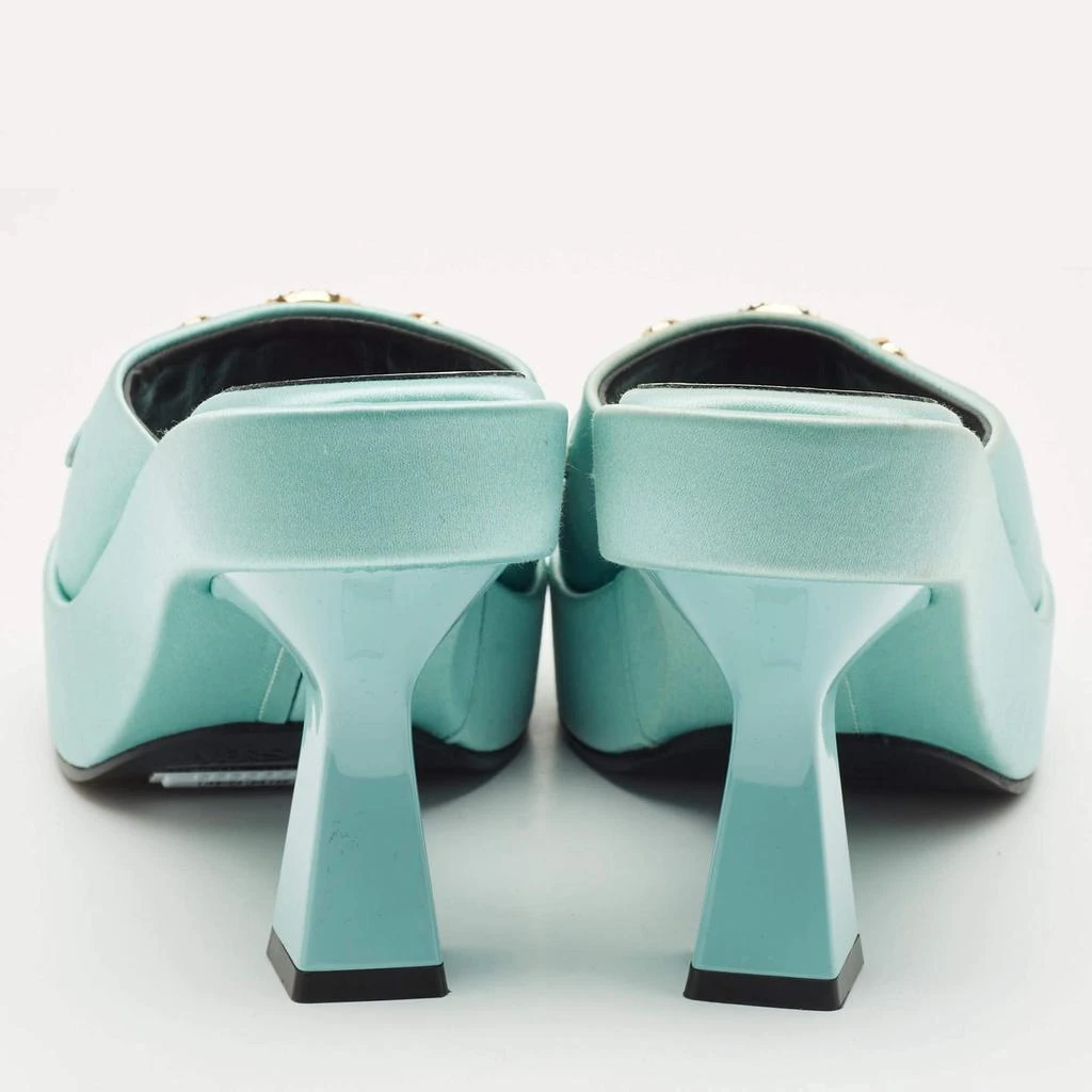 Versace Versace Mint Green Satin Medusa Biggie Platform Mules Size 38 5