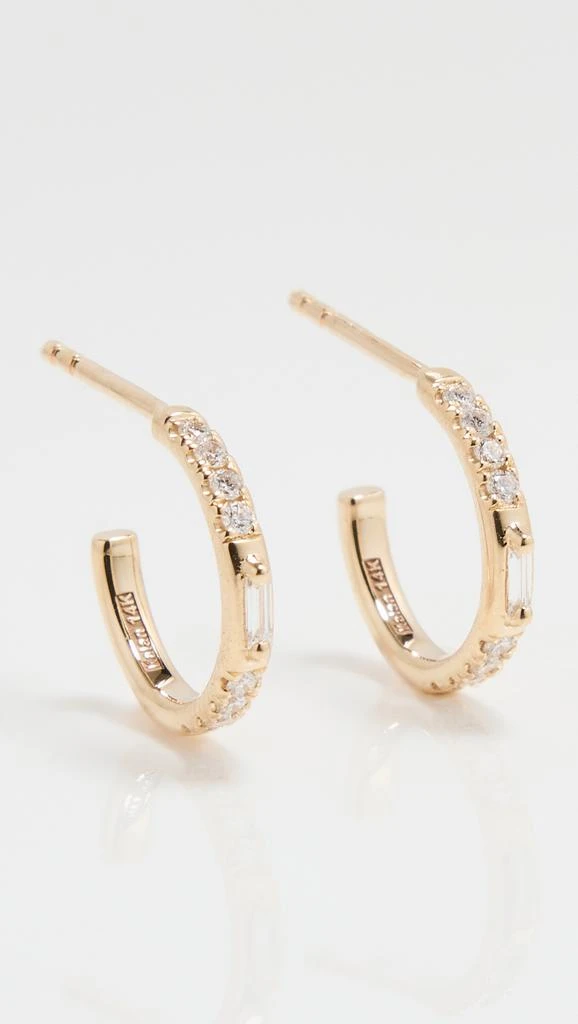 Suzanne Kalan Mixed Diamond Center Baguette Hoops 1