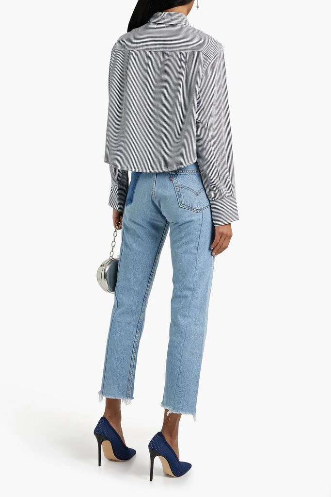 SIMKHAI Renata cropped striped cotton-poplin shirt 3