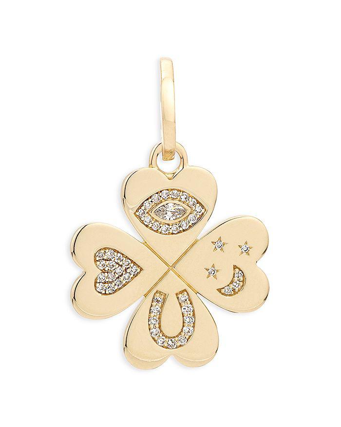 Adina Reyter 14K Yellow Gold Diamond Pavé Lucky Symbol Clover Charm Pendant