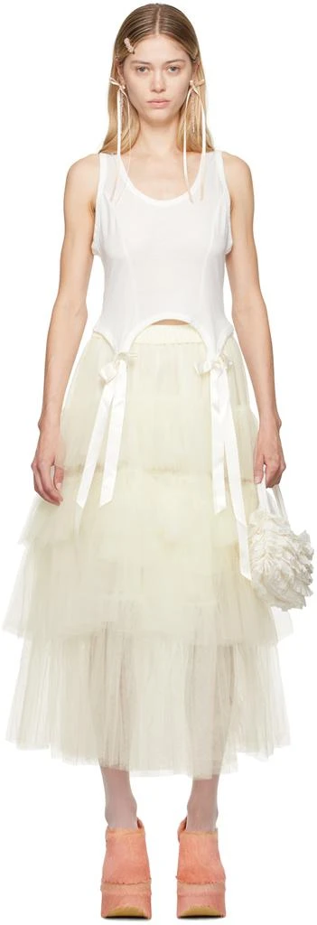 Simone Rocha White Bow Tail Easy Tank Top 1