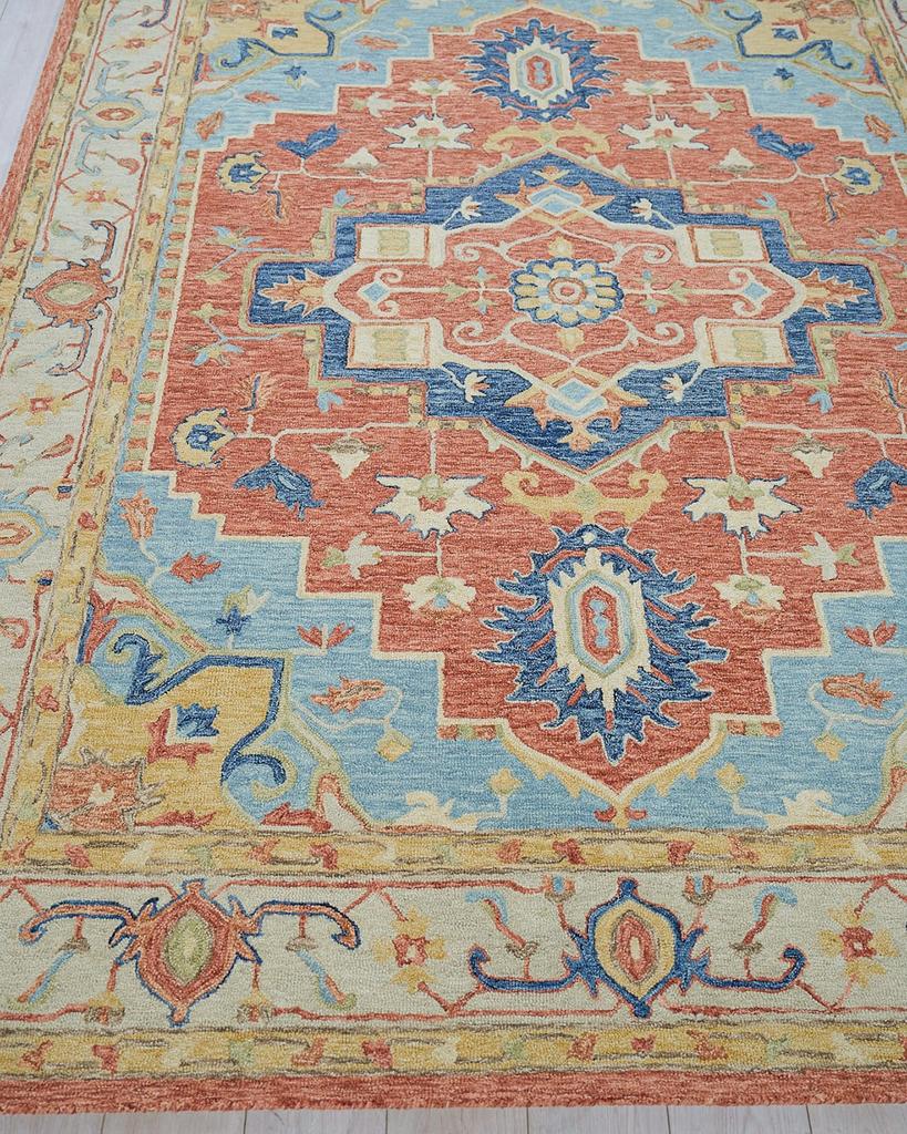 Exquisite Rugs Richmond Serapi Hand-Tufted Beige/Red Rug, 8' x 10'