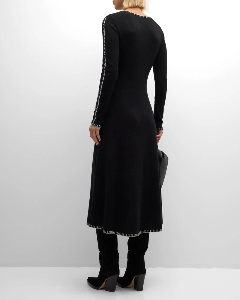 Autumn Cashmere Blanket-Stitch Cashmere Midi Dress 4