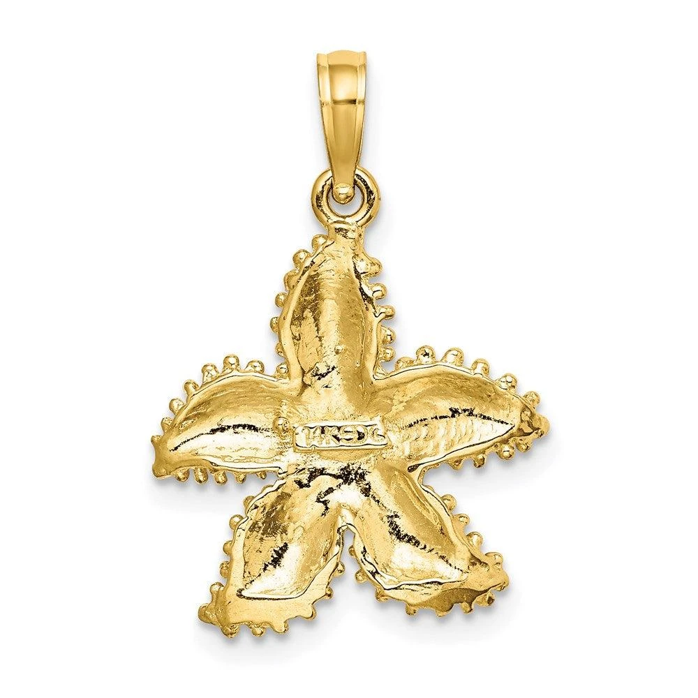 Diamond2Deal 14k Yellow Gold Textured Starfish Charm Pendant 4